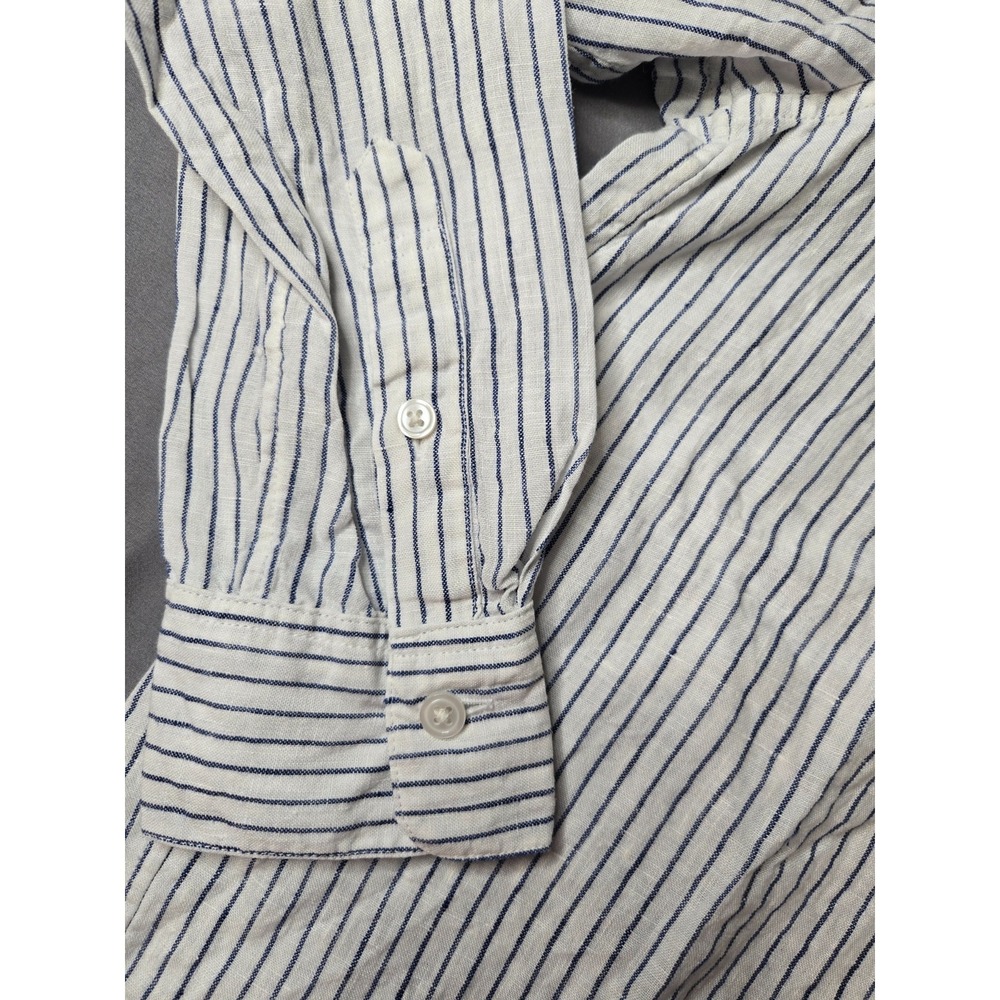 Muji Striped Shirt Women Linen Preppy Cottage Quiet Luxury Minimalist - Picture 4 of 16